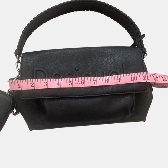 Desigual soft Black Faux Leather Front Flap Logo Shoulder Bag - Picture 8 of 9